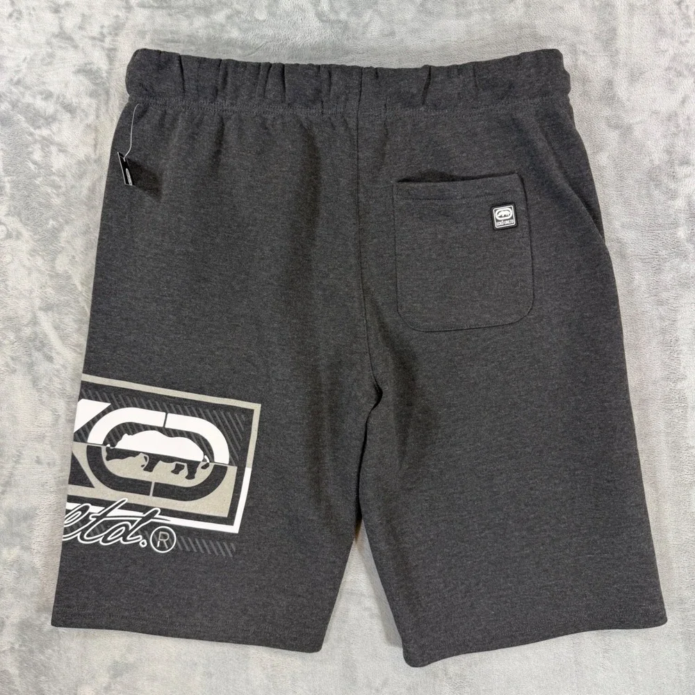 Ecko Unltd Fleece Sweat Shorts Men's Size M Black Gray Graphic Streetwear‎ NEW